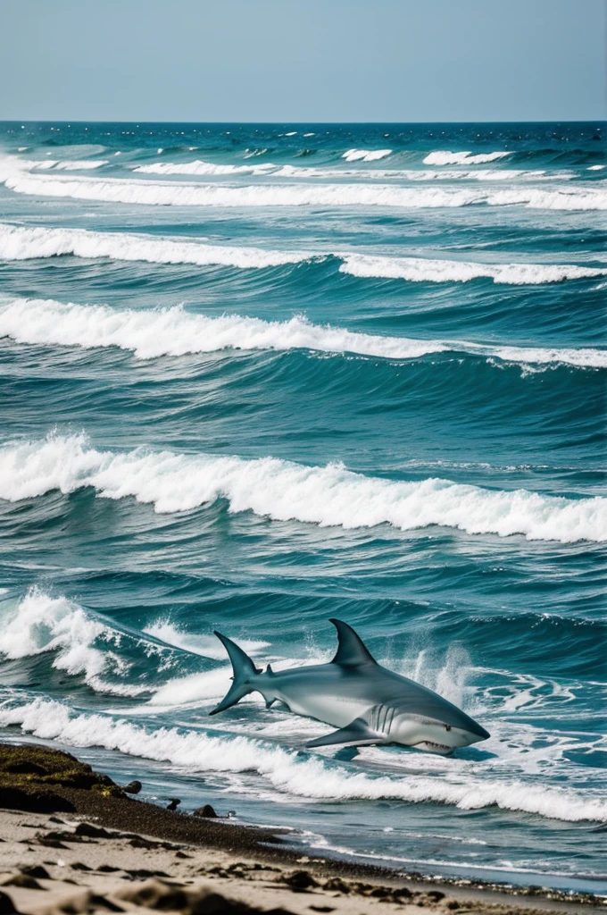 A shark kills a person on the sea shore 