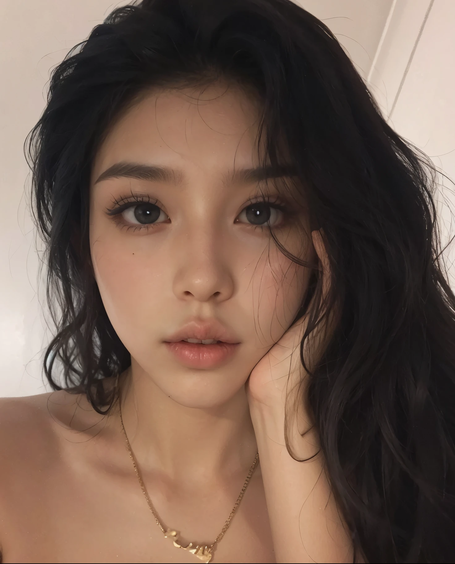 Kizi, korean, Bblack hair, large lips, Youngh 