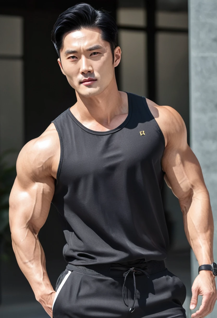 Korean, 31 years old, muscular, handsome, straight black hair, rich, handsome, judge.