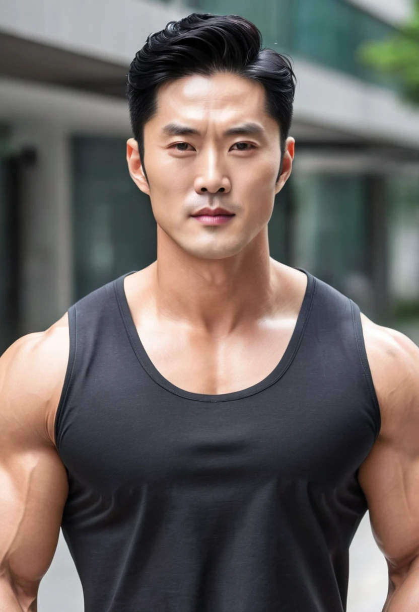 Korean, 31 years old, muscular, handsome, straight black hair, rich, handsome, judge.