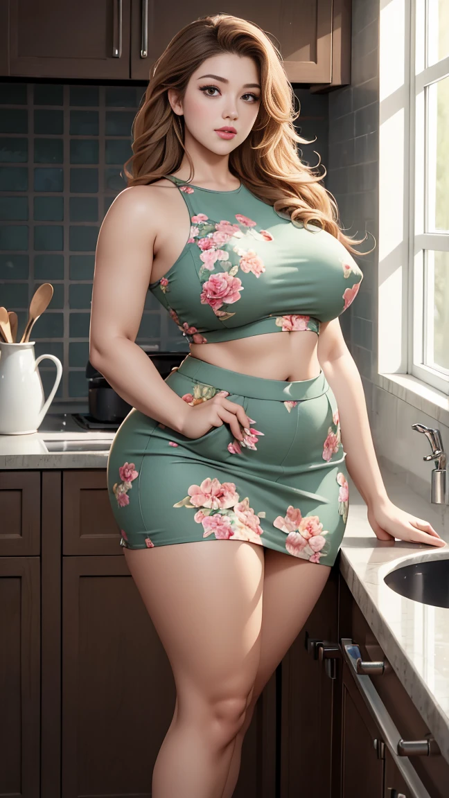 big boss exposet, big boss exposet, big boss exposet, big boss exposet, big boss exposet, big boss exposet, big boss exposet, big boss exposet, big boss exposet, big boss exposet, big boss exposet, big boss exposet, big boss exposet, big boss exposet? she has a thick body, juicy curves, she has a thick juicy ass, she has large natural saggy breasts, hard juicy nipples, belly with beautiful stretch marks, upright, cute expressions, sweet face, fleshy lips, light brown eyes, light brown skin colour, she has long wavy platinum chocolate hair flowing naturally down her shoulders, She is wearing a floral print skirt and crop top set, very elegant outfit, in a kitchen, noon, cute pose, beautiful realistic eyes, realistic skin textures, realistic hair textures, realistic body textures, human realistic texture, realistic lighting textures, realistic shadow texture, 4K resolution, full body picture, background aesthetic, big boss exposet, big boss exposet, big boss exposet, pussy exposet