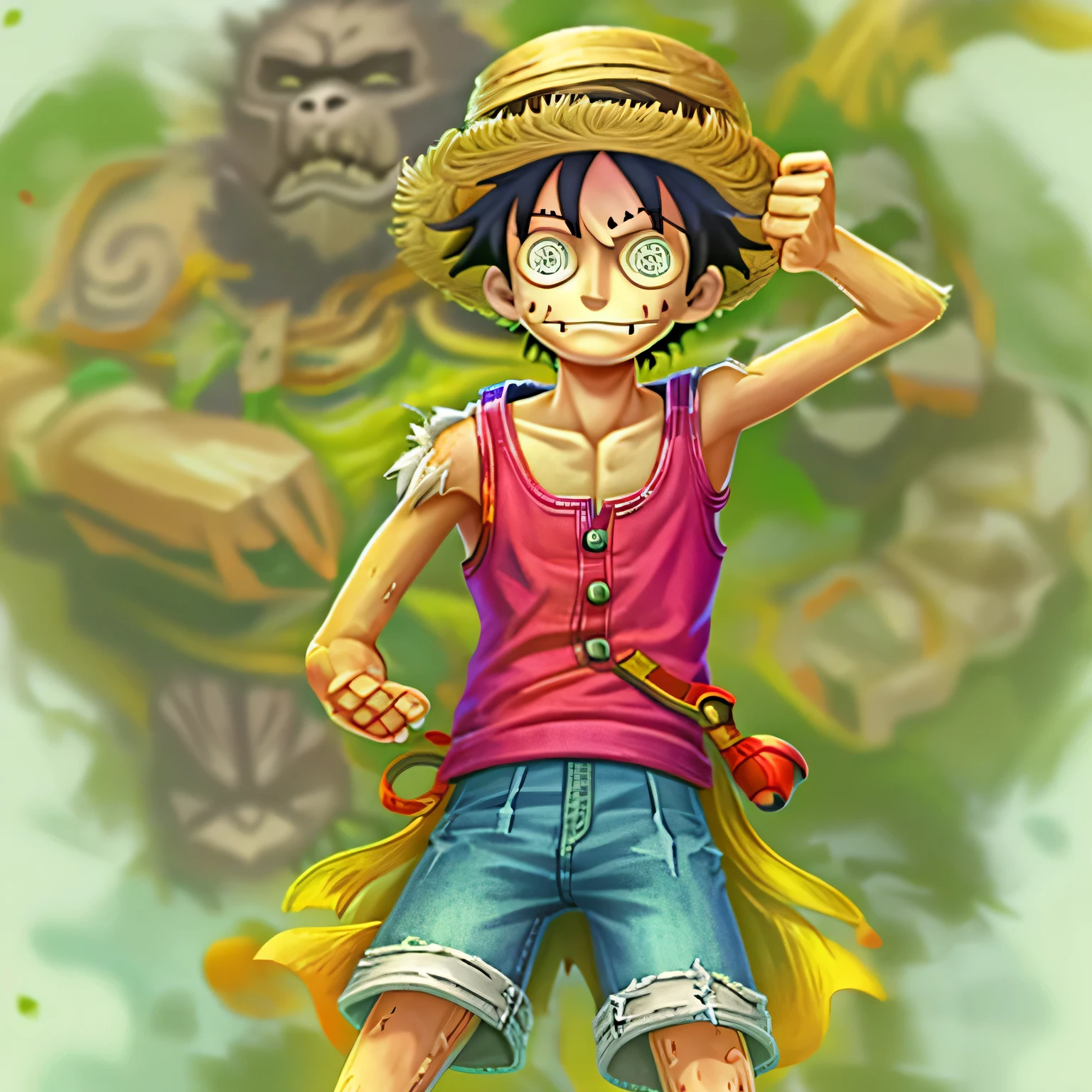 high quality、whole body、Young Man、Monkey D. Luffy