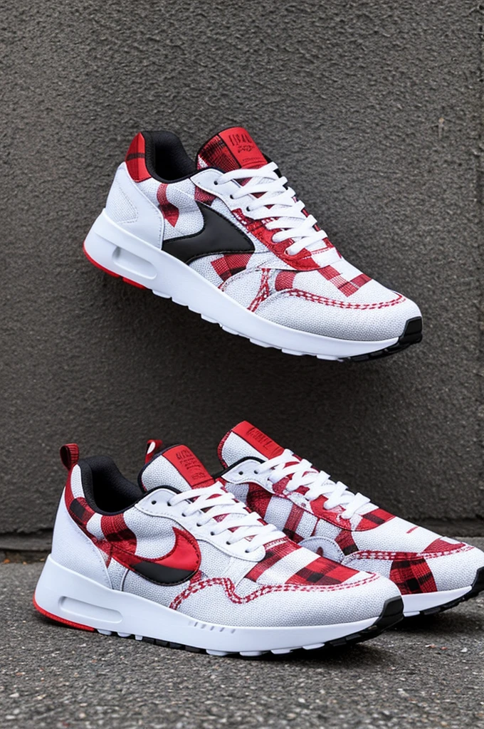 Full print flannel design for runners in white, black and red