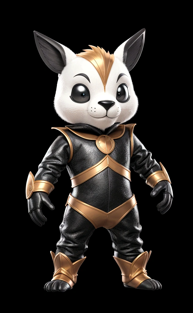 mascot , standing, black background 100%, frontal 100%