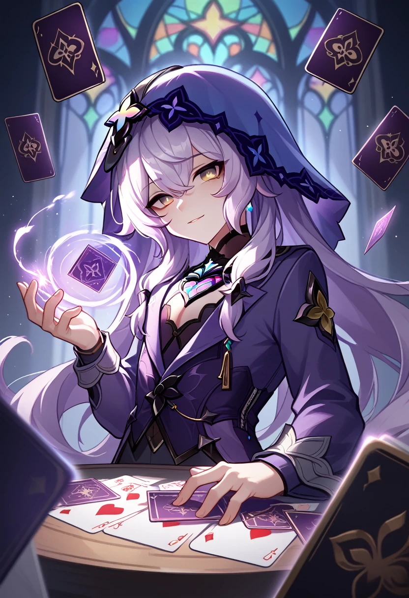 score_9, score_8_up, score_7_up source_cartoon, 1 boy, young boy, sexy boy, femboy, magic, magician, magic cards, cartoon effects, magic effects, league of legends art style, Black_Swan_\(Honkai:_Star_Rail_\).