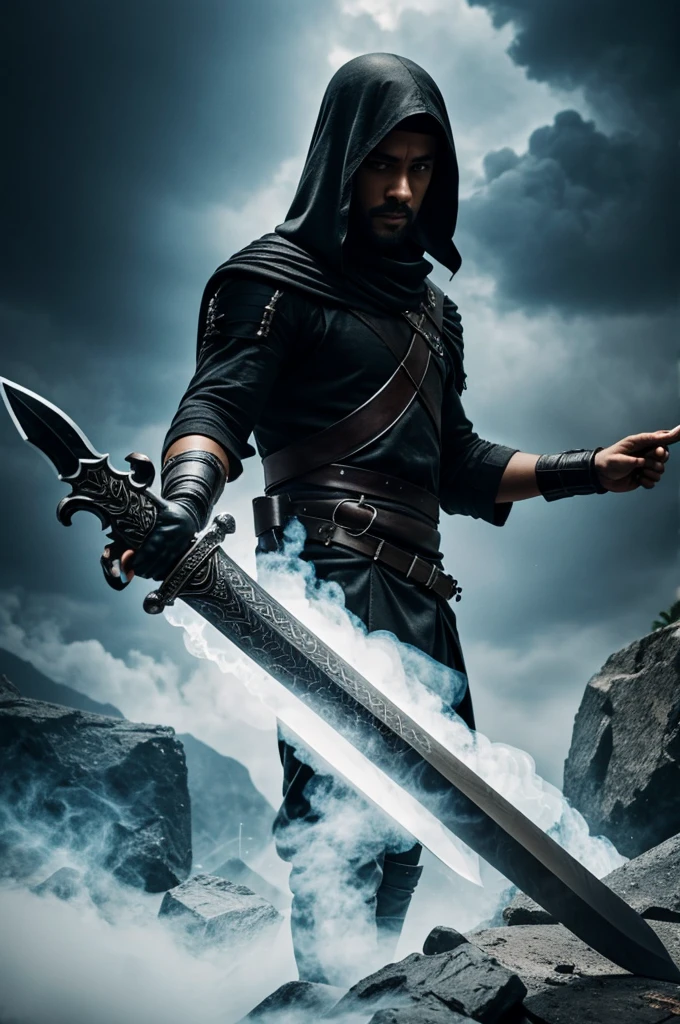Glass sword with black smoke