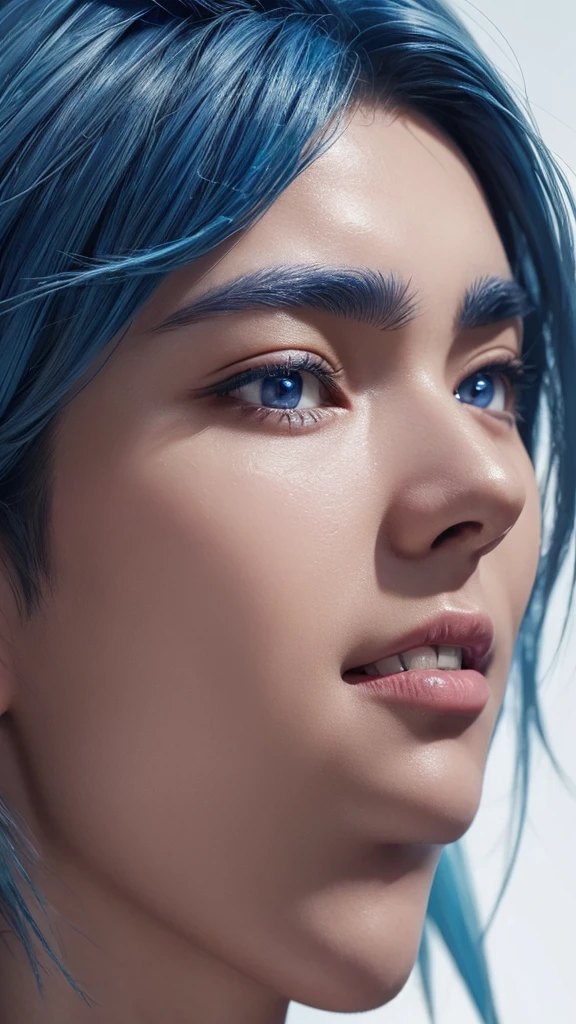 male, (([Blue hair], [windcheater])), realistic, (detailed face), (detailed teeth), (detailed eyes), (detailed iris),,   