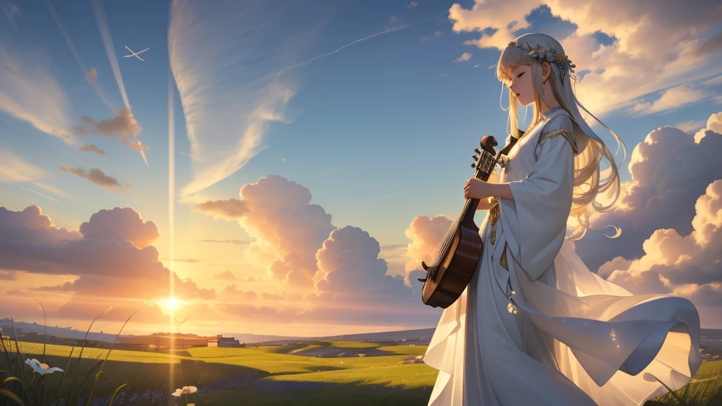 最high quality、high quality、A clear and pretty face、Heaven, Sanctuary, Paradise、Greek God々、Heavenly Grassland、Long dress、Full of light、Mysterious、Little angels around God playing instruments、雲の中にGreek God殿、You can see the sea of clouds