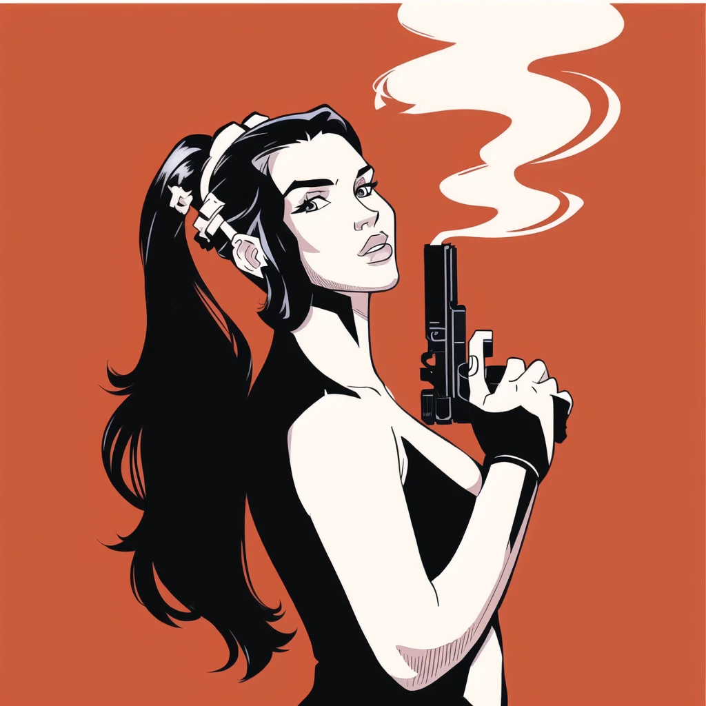 lady punisher, black and white, thick artistic lines, sexy body, vector art