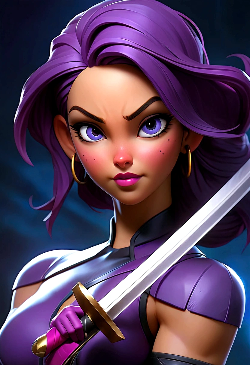 Arafed woman with big with abs muscle viens dressed in latex holding a sword and a sword., psychopath, PSYLOCKE de los x men, PSYLOCKE de los x men, young ninja gaiden portrait, retrato seductor de PSYLOCKE, samira from league of legends, PSYLOCKE de los xmem, PSYLOCKE, cosplay, heroine, PSYLOCKE, black and violet suit blue cat eyes and smile at camera