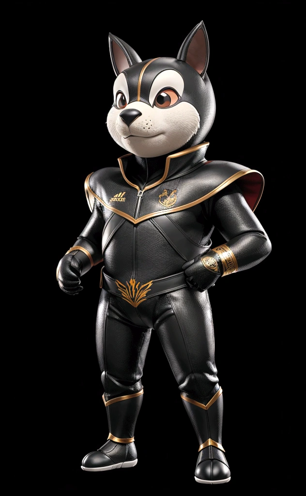 mascot , standing, black background 100%, frontal 100%