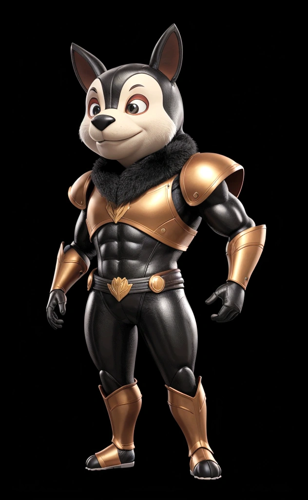 mascot , standing, black background 100%, frontal 100%