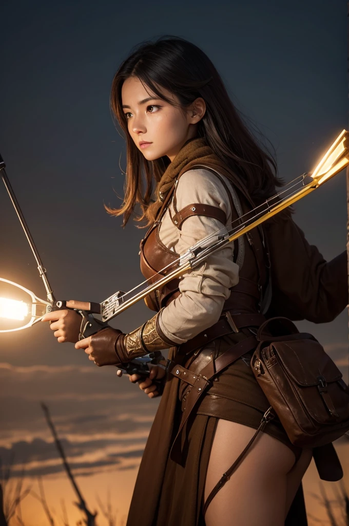 Woman using a light crossbow