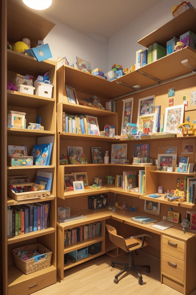 Corner of "Inventions or Creation or Scrap Library": use of recyclable materials or various objects to invent, build and recreate things and toys;
in a toy library