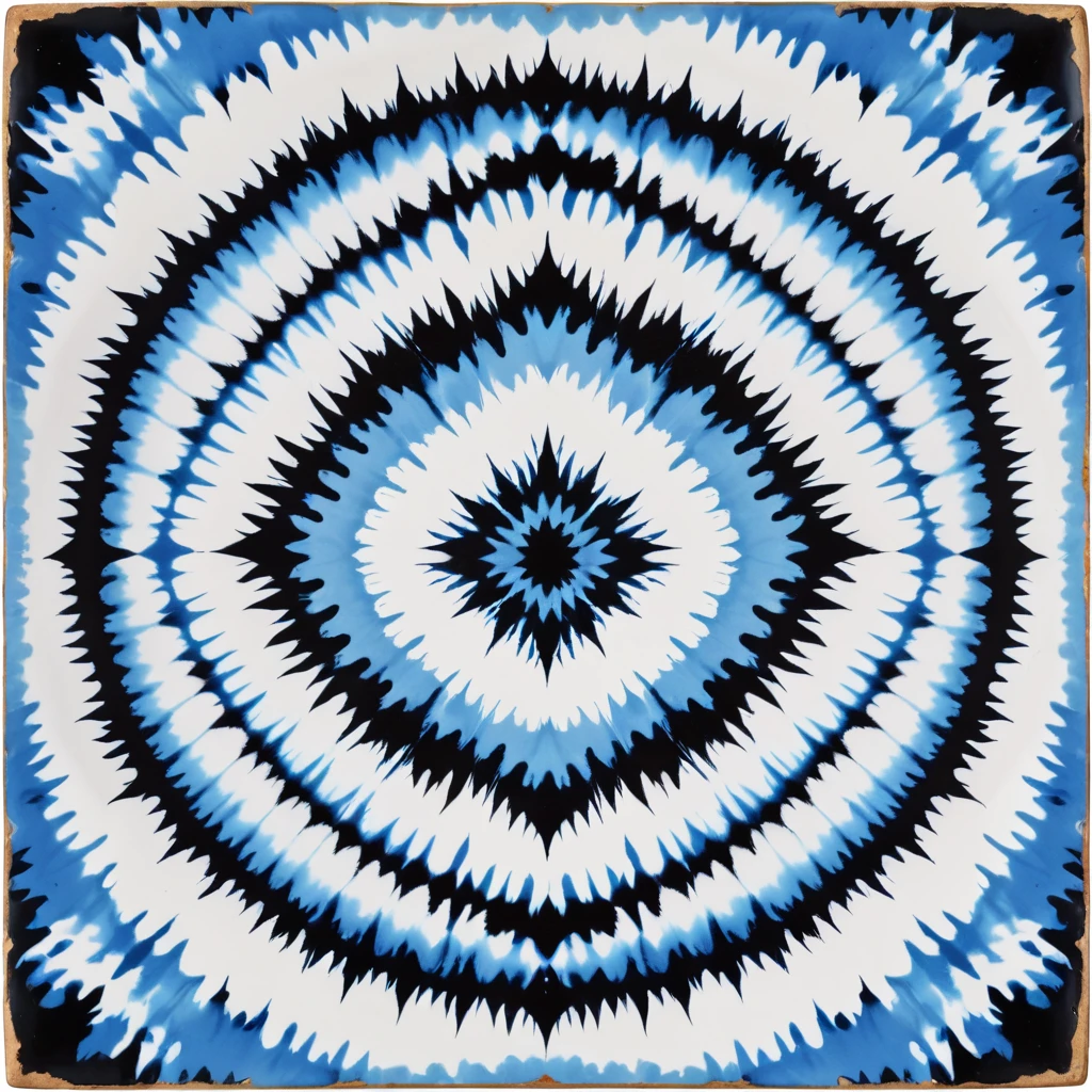 Black, white and blue tie-dye pattern，ceramic tile