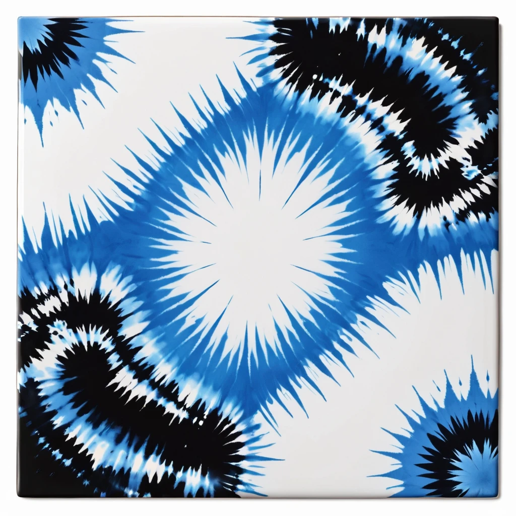 Black, white and blue tie-dye pattern,ceramic tile