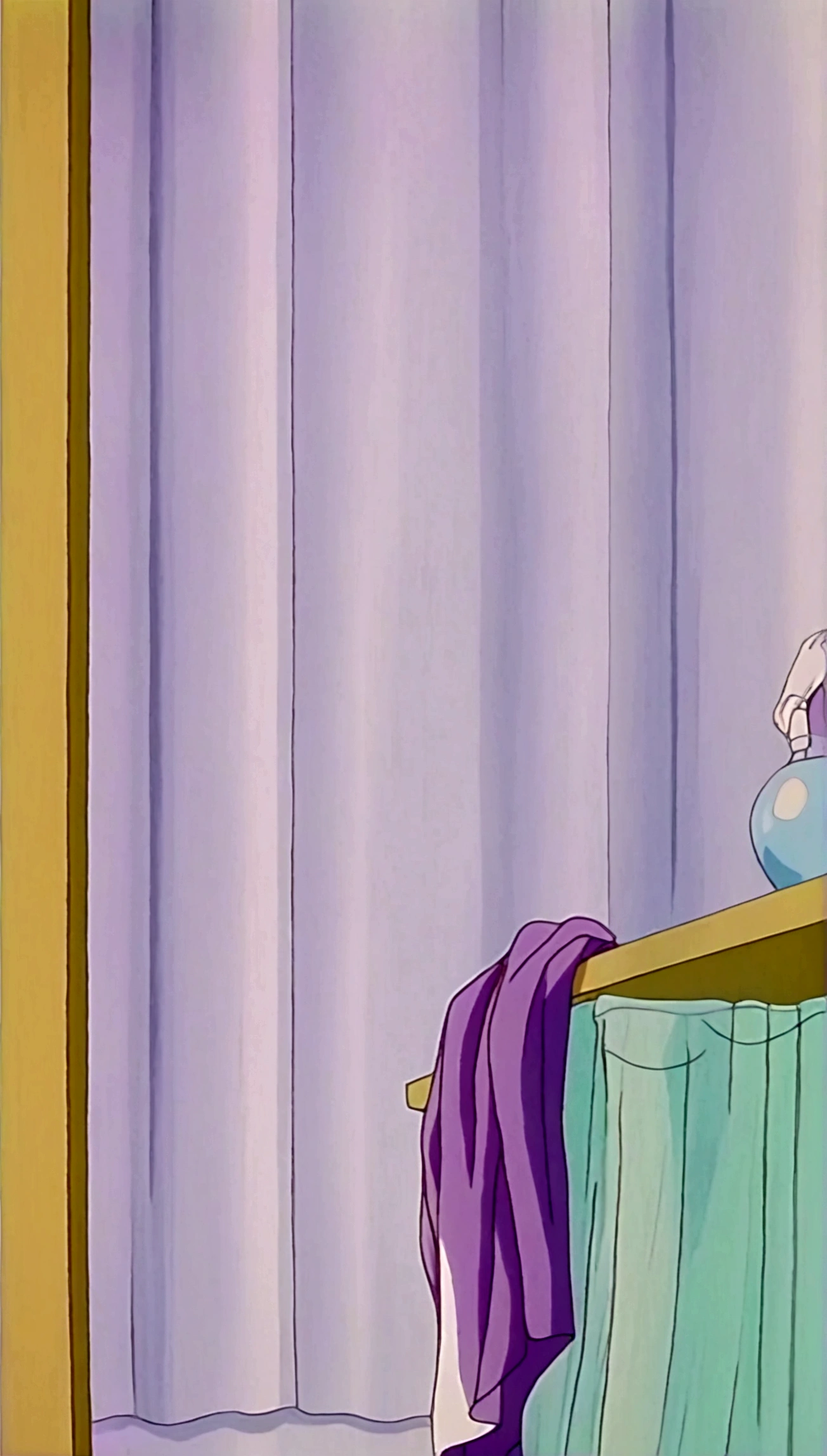 Charming illustration of a room at midnight, where one and a capricious little fairy are in silent contemplation. The girl sits on the bed, while the fairy hovers nearby, sprinkling sparkling magic powder. There is a kalimba instrument that rests peacefully on a wooden shelf, untouched for now.