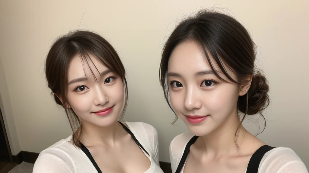 ((Best image quality, 8K, masterpiece:1.3)), One girl, Beautiful woman with slim abs:1.3, (Casual Hairstyles, Huge boobs:1.2), sexy suspenders:1.1, Ultra-fine face, Detailed eyes, double eyelid,smile,Bedridden