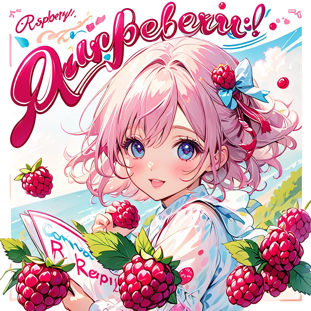 「Raspberry!」 Cursive cute logo,