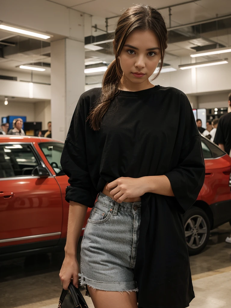 The girl wears a black shirt