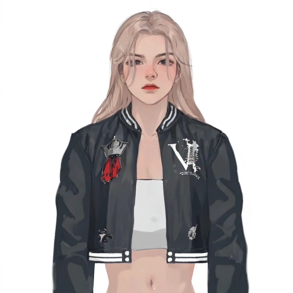 (masterpiece:1.2, best quality), (1girl, solo, upper body:1.2),flat face,Hair: buzz cut, Clothing: oversized, distressed denim jacket with patches and pins, paired with black skinny jeans and combat boots, Hanging out in an underground music venue or street art exhibit