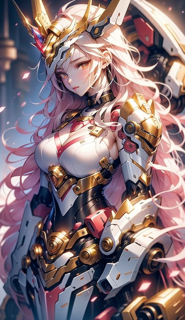 best quality, masterpiece, Ultra-high resolution, (Realistic:1.5), original photo, 1 girl,versace Off-shoulder Kimono Mecha Paladin Future Armor, in the darkness, Deep shadows, Low profile, Cold Light, sexy look, long hair,Mix Girl,Yinglaite, Half-length photo,NSFW, warm lights, dramatic light, (intricate details:1.1), complex background, (rutkowski:0.66), (teal and orange:0.4)