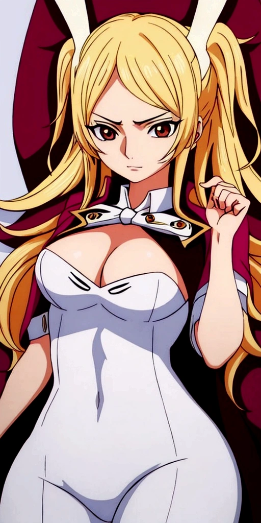 White Rabbit as a Female Pirate, blond hair, brown eyes, wearing pirate clothes