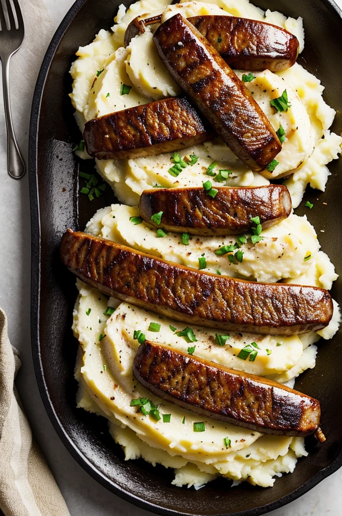 Argentine sausages with mashed potatoes