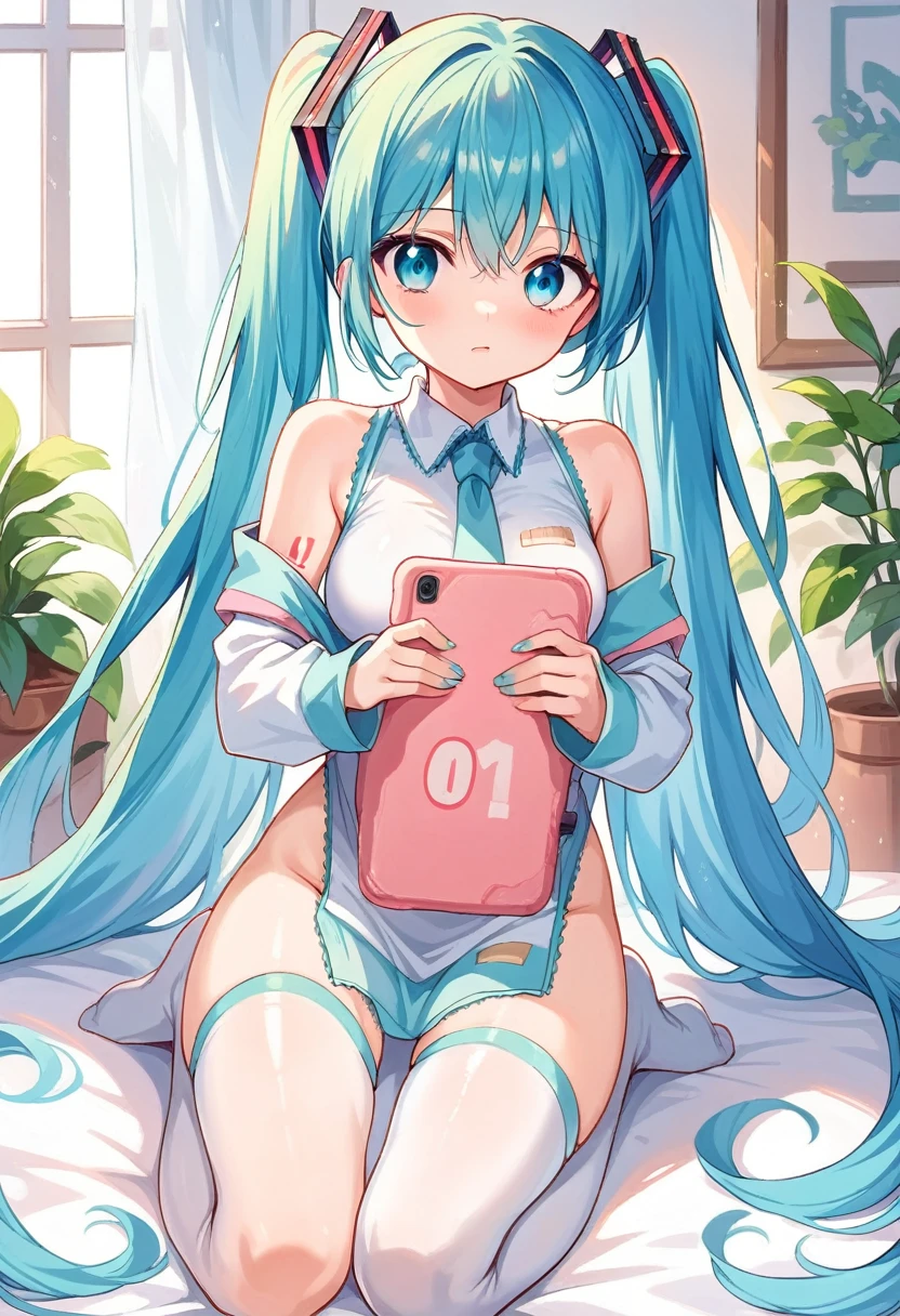 masterquality,nsfw,nudeHatsune Miku,1girl,,poor tits,,nude,nursery uniform smock