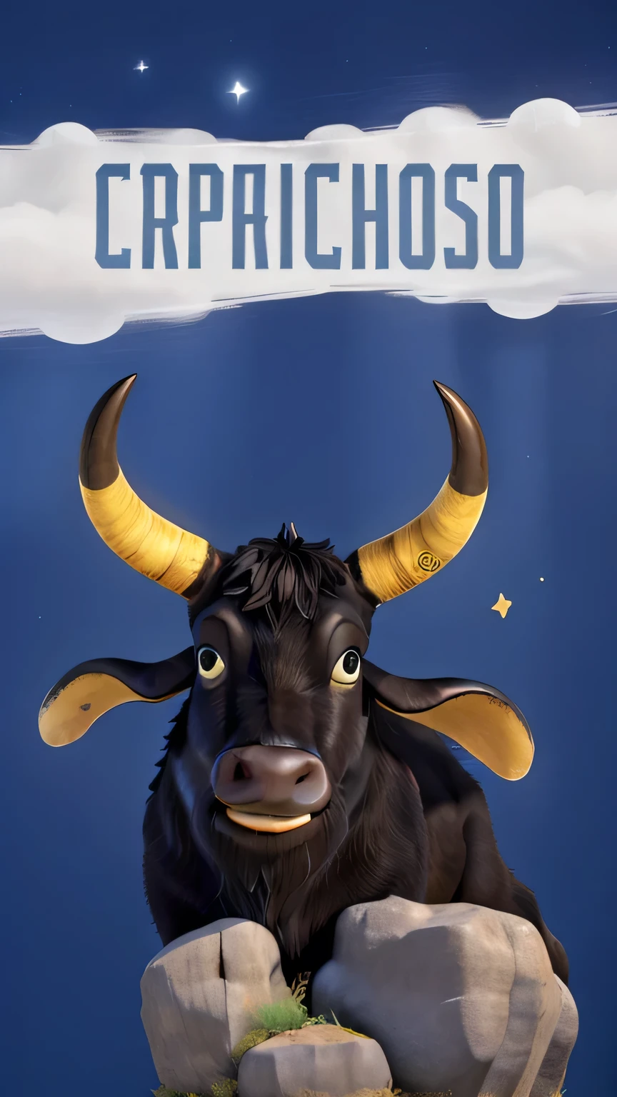 Black ox with a yellowish star on its forehead