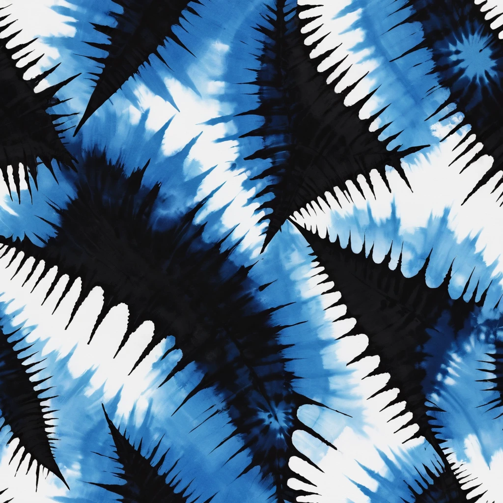 Black, white and blue tie-dye pattern，Splicing