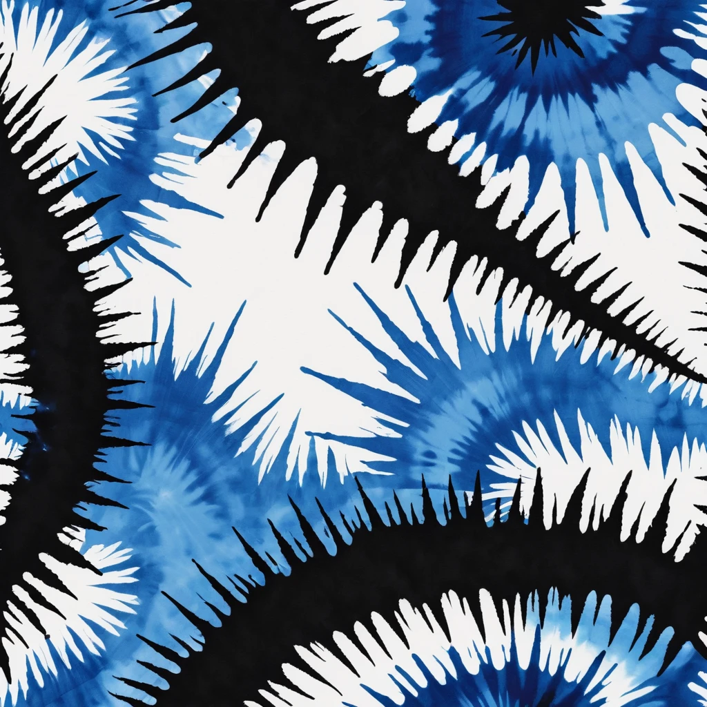 Black, white and blue tie-dye pattern，Splicing