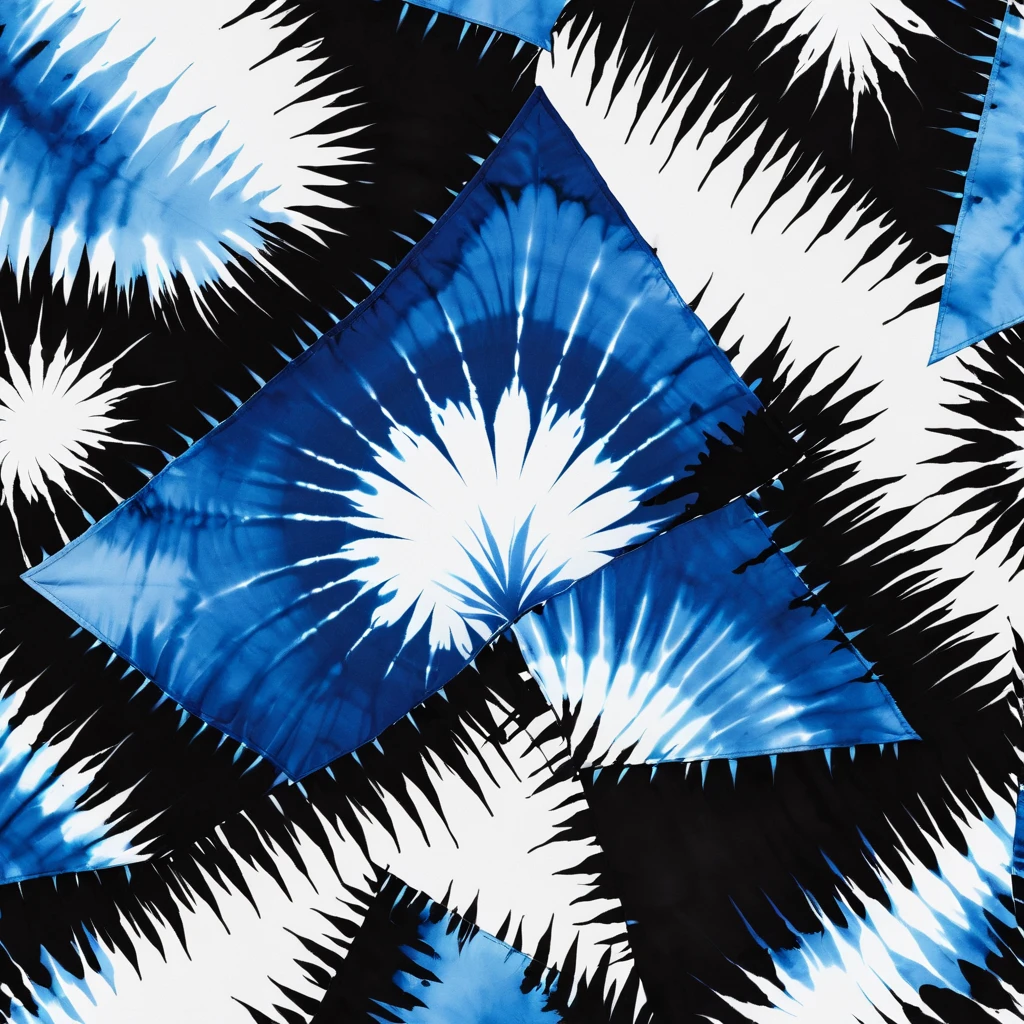 Black, white and blue tie-dye pattern,Splicing