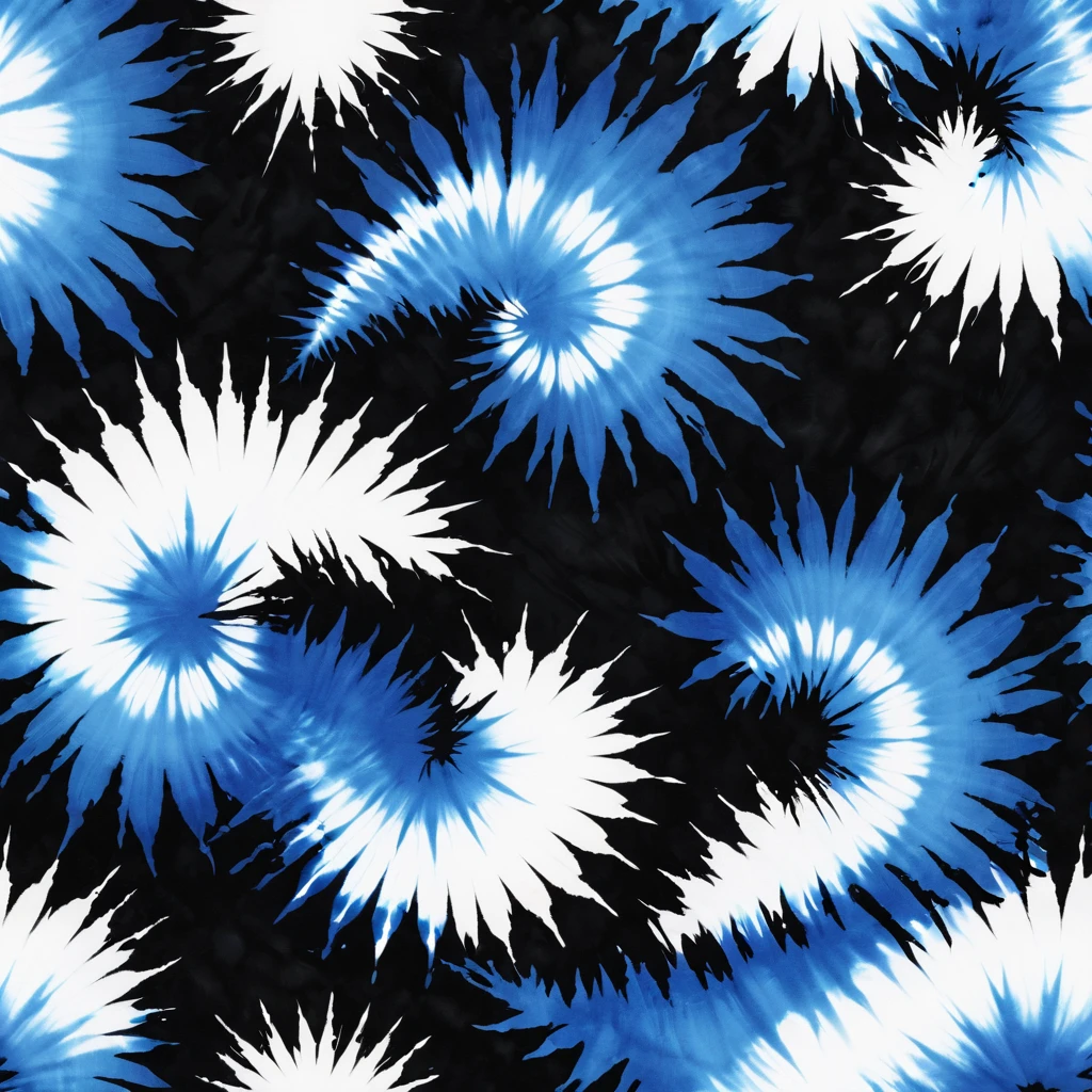 Black, white and blue tie-dye pattern,Splicing