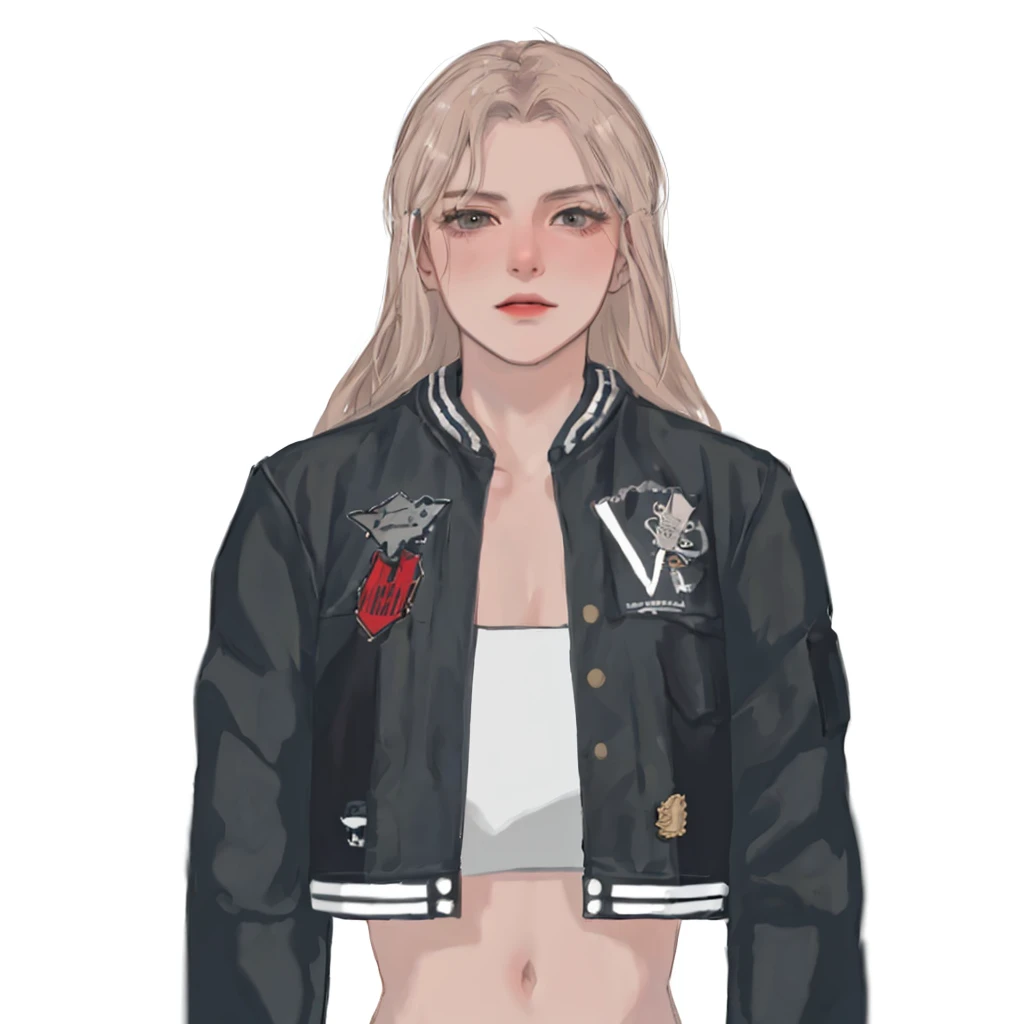 (masterpiece:1.2, best quality), (1women, solo, upper body:1.2),flat face,Hair: buzz cut, Clothing: oversized, distressed denim jacket with patches and pins, paired with black skinny jeans and combat boots, Hanging out in an underground music venue or street art exhibit