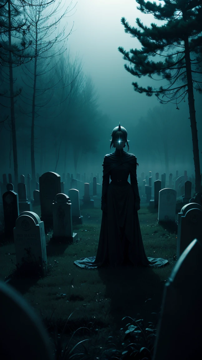 In the dimly lit depths of a desolate cemetery, a hauntingly beautiful draugr, inspired by vaporwaves, emerges from the mist. This spectral figure is depicted in analogue documentary photography, capturing every chilling detail with extraordinary clarity. Its ethereal presence comes to life through the mysterious glow of neon lights reflected in decadent, pixelated textures, creating a surreal and mesmerizing contrast. The image transports the viewer to a realm where the past and future collide, evoking a sense of nostalgia and discomfort.