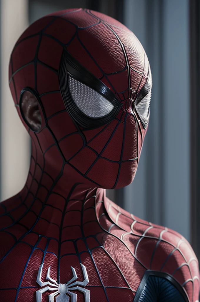 A photograph of Spider-Man., sin mascara, the 20s, elegant, detailed face, looking to the camera, portrait, 8k hd, high quality