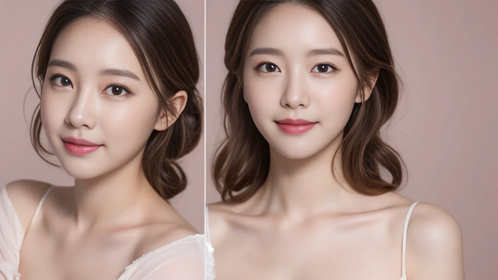 ((Best image quality, 8K, masterpiece:1.3)), One girl, Beautiful woman with slim abs:1.3, (Casual Hairstyles, Huge boobs:1.2), Pink off-shoulder, Ultra-fine face, Detailed eyes, double eyelid,smile,Bedridden