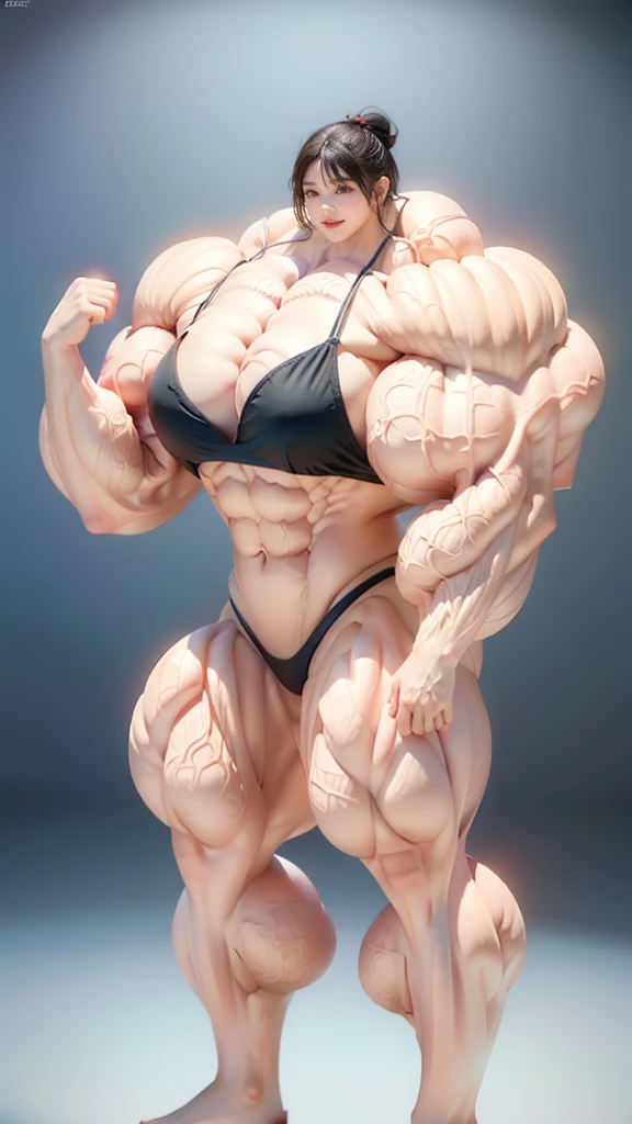 Highest quality、High resolution、Very detailed、Bright lighting、One girl、Full body photo、Black Hair、Short Hair、smile、(((Big Tits)))、(((Bikini)))、(((muscular)))、(((Hyper huge Muscle:1.2)))、(((Incredibly large muscles:1.2)))、(((Extremely large muscles:1.2)))、huge、(((Huge body)))、((Long legs))、(((very thick paws)))、(((Expanding Body)))、(((Huge body)))、(((An immeasurably large body:1.2)))、(((Very small face)))、(((Unusually developed super huge breasts:1.2)))、(((Super Heavy Muscle:1.2)))