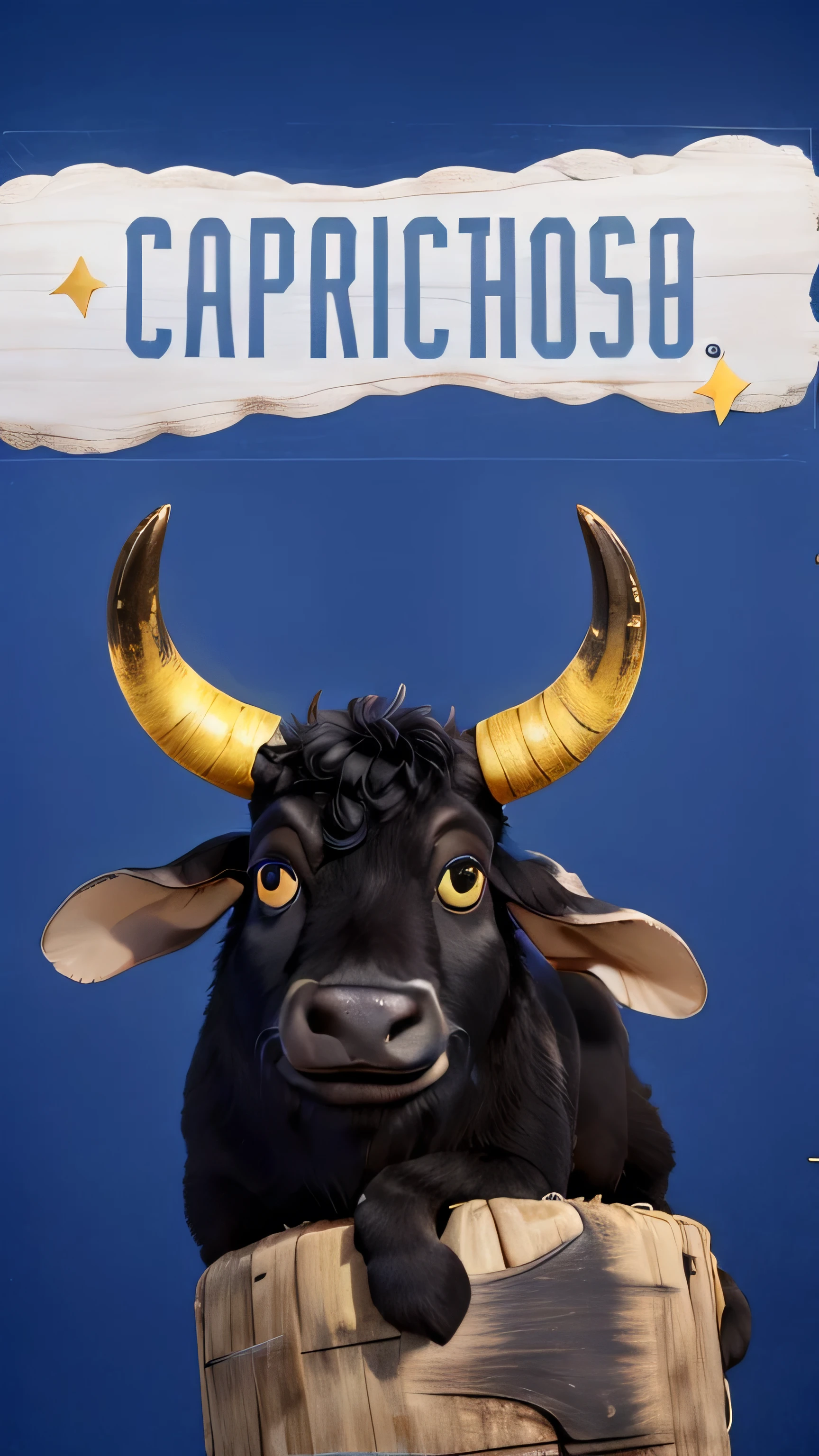 black ox, yellowish horn, star on forehead, saia de pano seda
