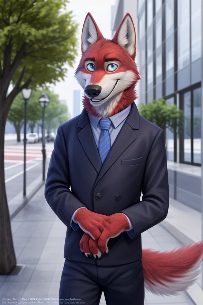 Ivan Wolfbach (сотрудник Аэропорта Domodedovo),high,Beautiful,slim,24 years,wolf, red fur,high Beautiful wolf, 24 years,(red body:1,3),beautiful blue eyes,Domodedovo, Russia, Аэропорт Domodedovo,gray shirt, green tie, trousers, Dog, wolf, detailed fur, a male, antro, paw pads, finger claws, per viewer, 5 fingers, paws, 5 fingers, day, digital photography, soft focus, Good mood на приеме,, Photorealism, realistic , Photorealism, digital style, from close walks around the city, Very close to the camera, digital photography, positive smile, Good, mood, green tie, dental treatment in hospital, they don&#39;t see well, pilot patch, 4 yellow stripes on sleeves, 
masterpiece, Best quality, ultra realistic, 8 k)