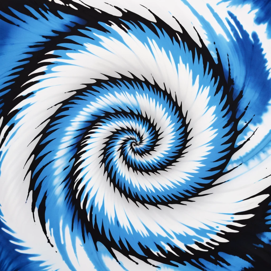 Black, white and blue tie-dye pattern，spiral