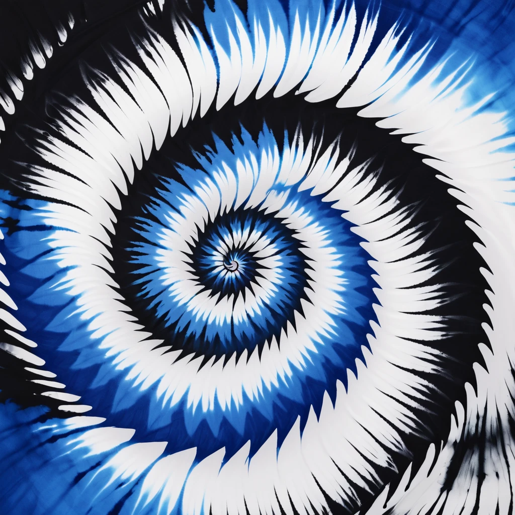 Black, white and blue tie-dye pattern，spiral