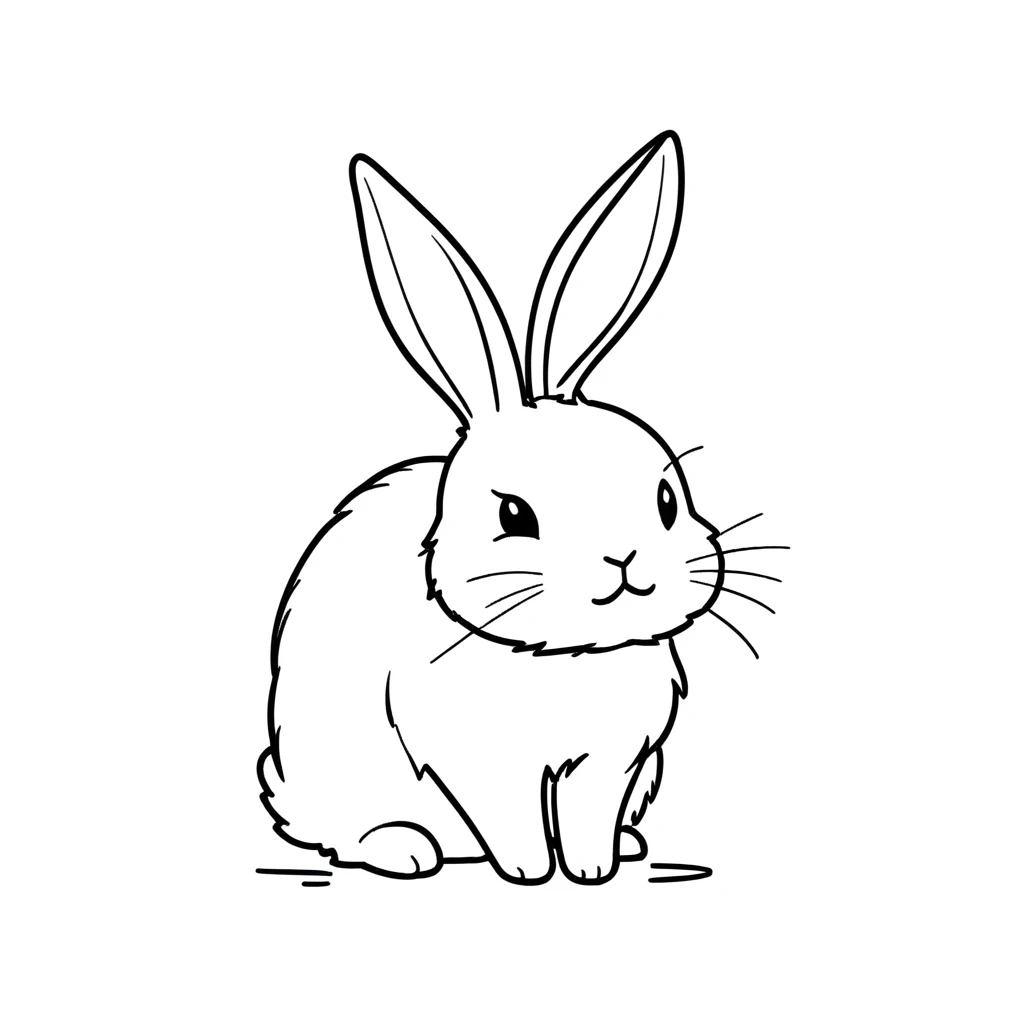 1rabbit only,simple,(white background:1.4),doodle,grooming rabbit,scribble,minimalism,diagrammatic drawing