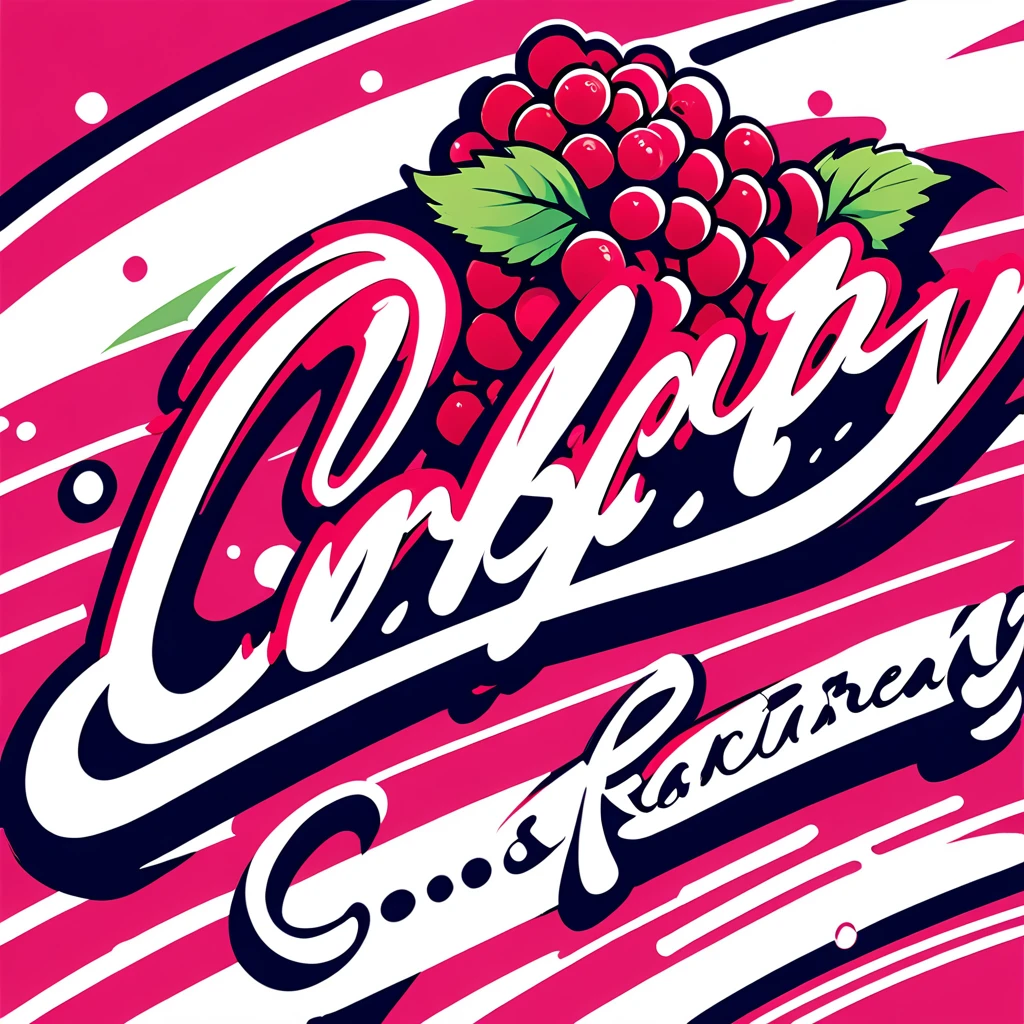 「Raspberry!」 cursive cute logo, correct spelling, commercial design,