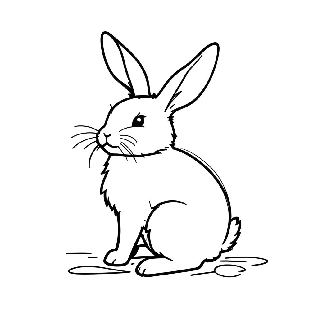1rabbit only,simple,(white background:1.4),doodle,grooming rabbit,scribble,minimalism,diagrammatic drawing