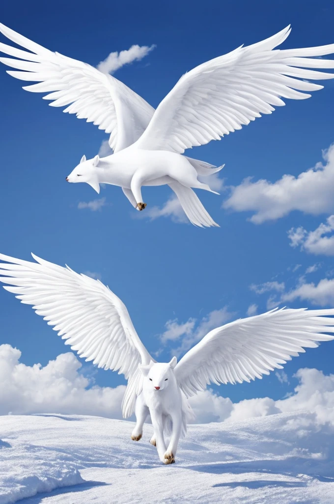 create a white animal,with wings, as if he were an angel and with one eye in the middle of his body