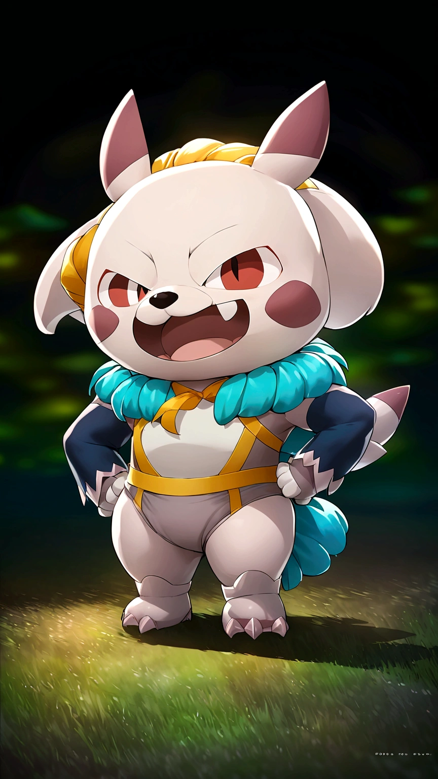 mascot , standing, black background 100%, frontal 100%