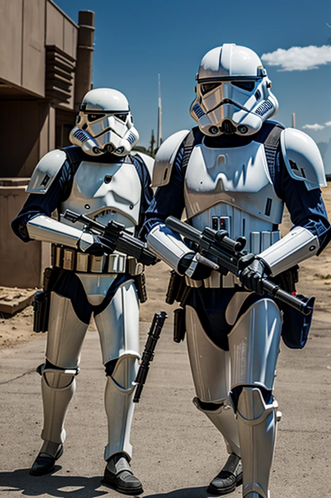 Mandalorians and stormtroopers wage war