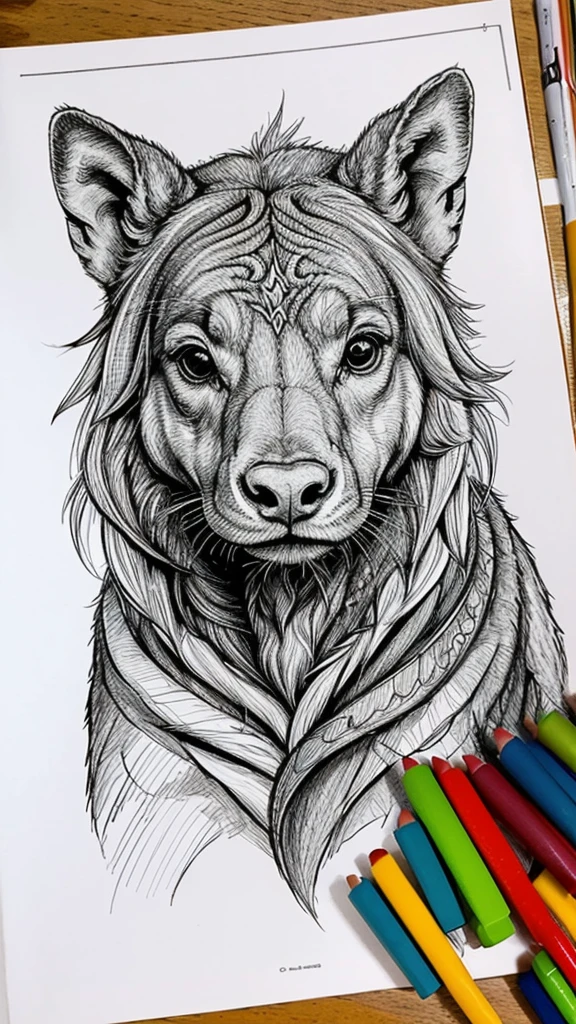 Create a detailed coloring book page featuring a hippocampus